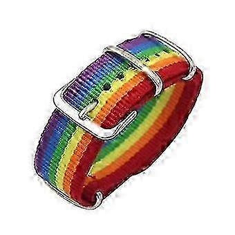Rainbow Stripe Canvas Watch Strap Loop Replacement Wristband for Gift
