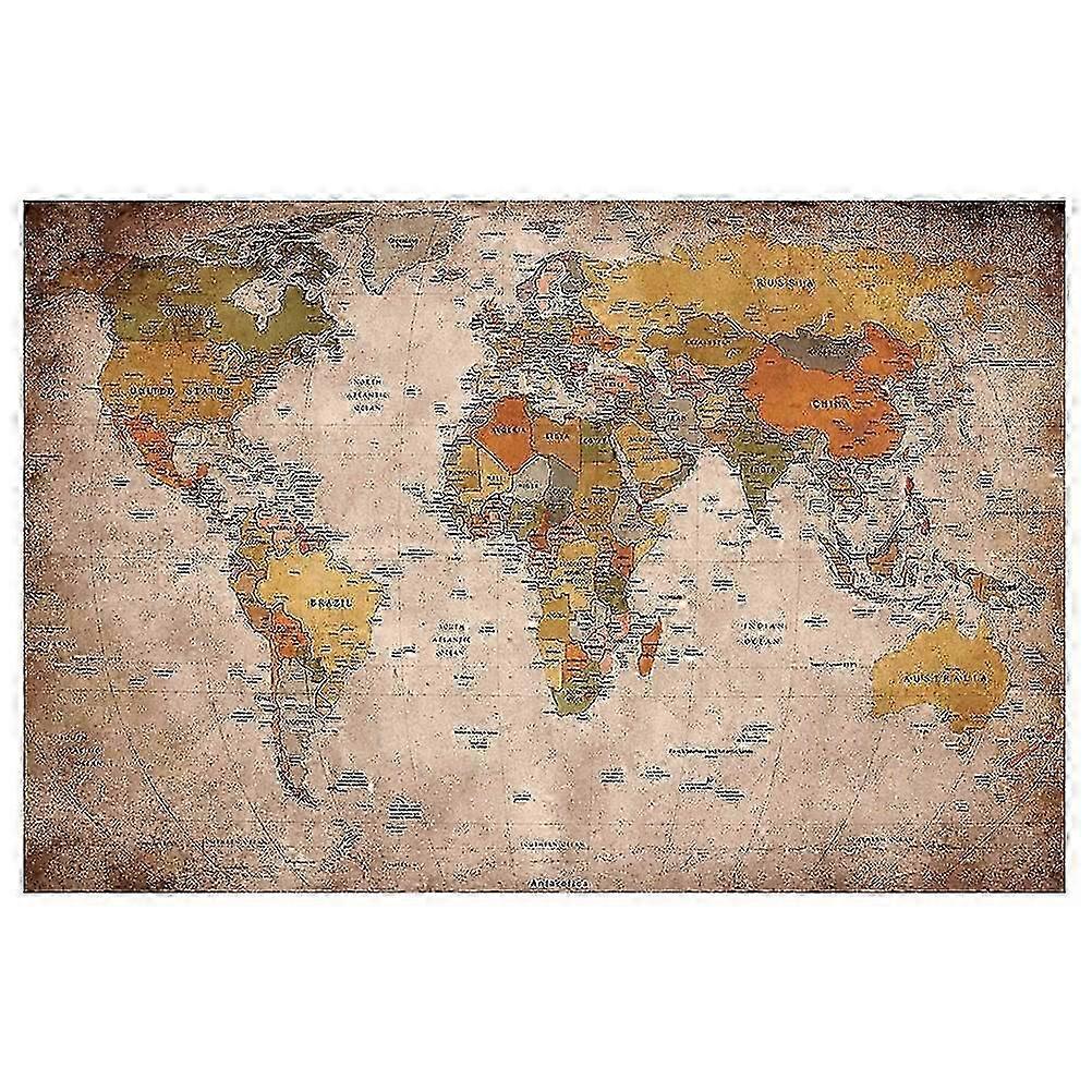 Vivid World Map Tapestry Polyester