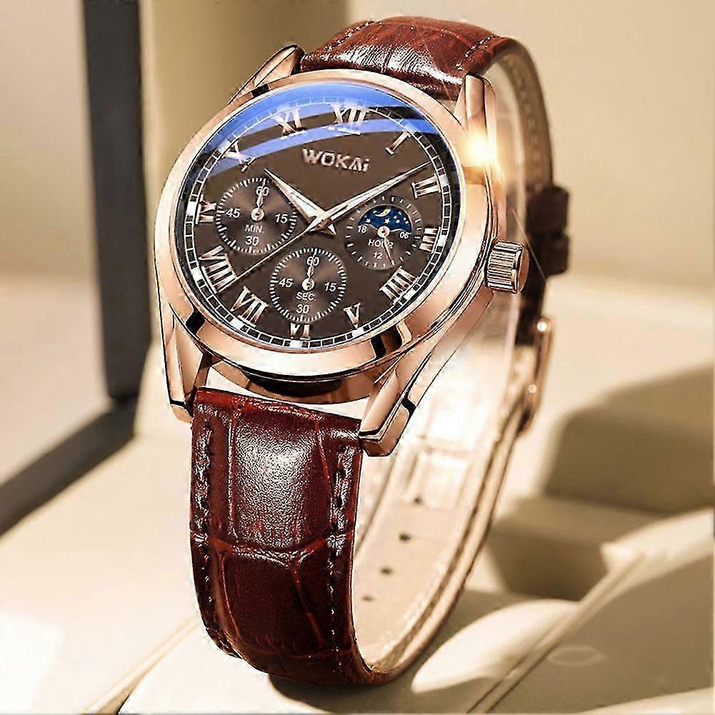 Classic Round Quartz Watch Leather Strap