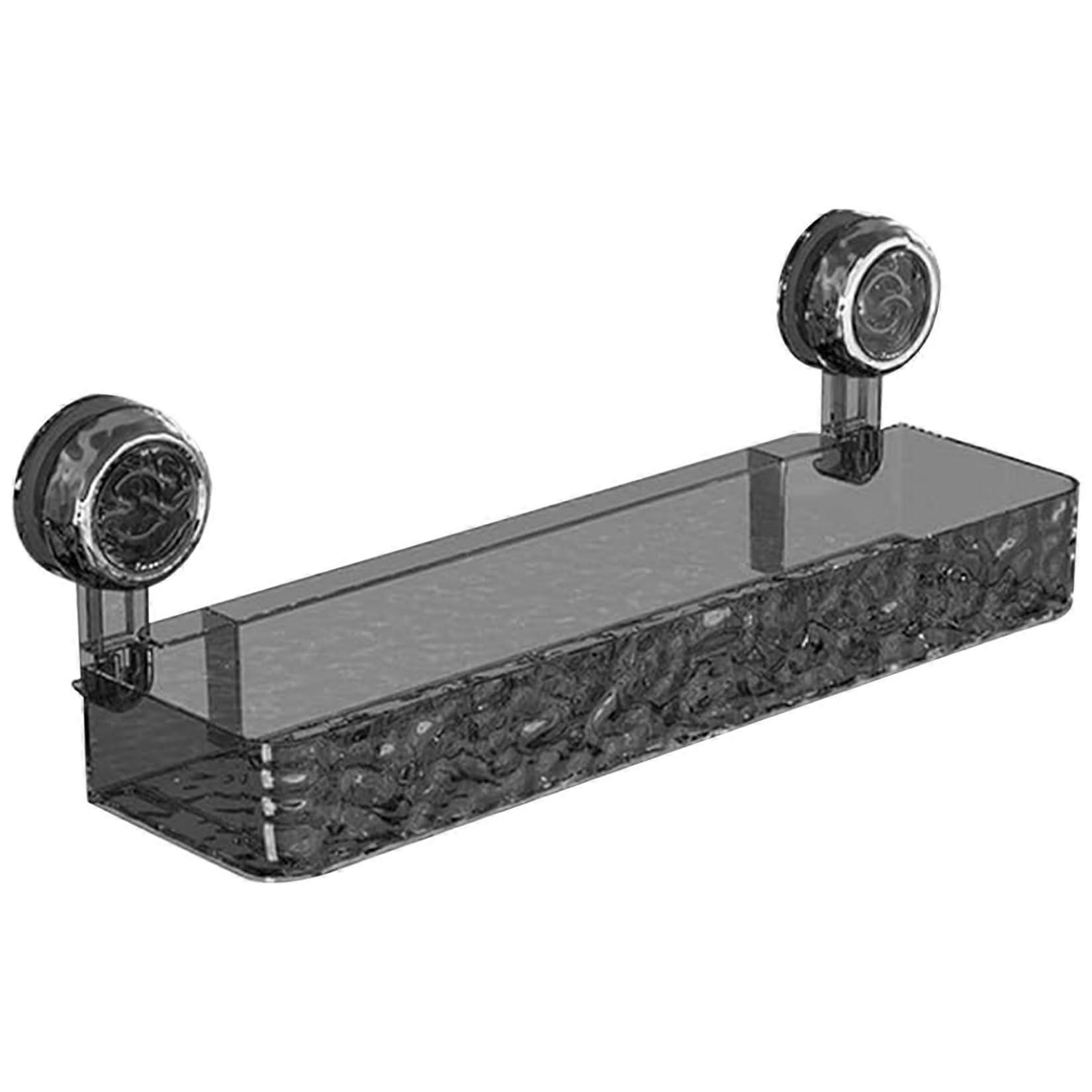 Rectangular Gray Suction Cup Storage Box with No Drilling Suction Cup Mount