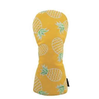 Golf Wood Cover PU Leather Cute Pineapple Pattern Golf Club Cover for Driver Fairway Hybrid Protector Wood Covers