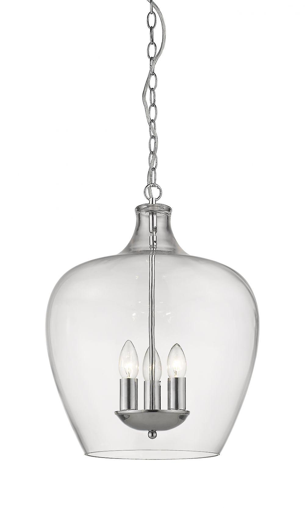 Impex Nell 3 Light Chrome Dome Pendant Ceiling Light