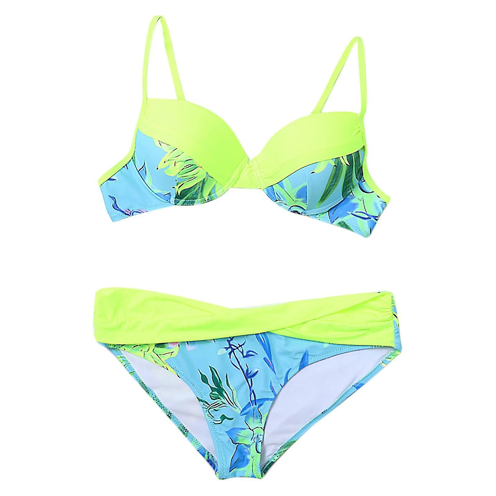 Women's Swimwear Sexy Leaves Printing Split Sling Sw