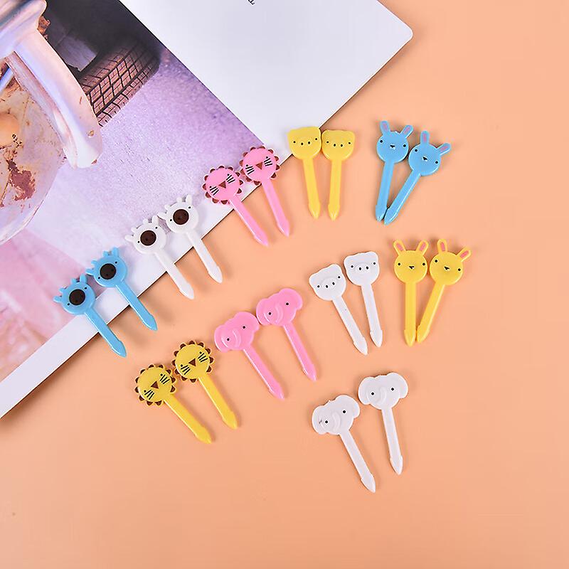 Random 10pcs/set Decor Lunch Box Accessory Fruit Picks Kids' Animal Forks Food Mini Tool