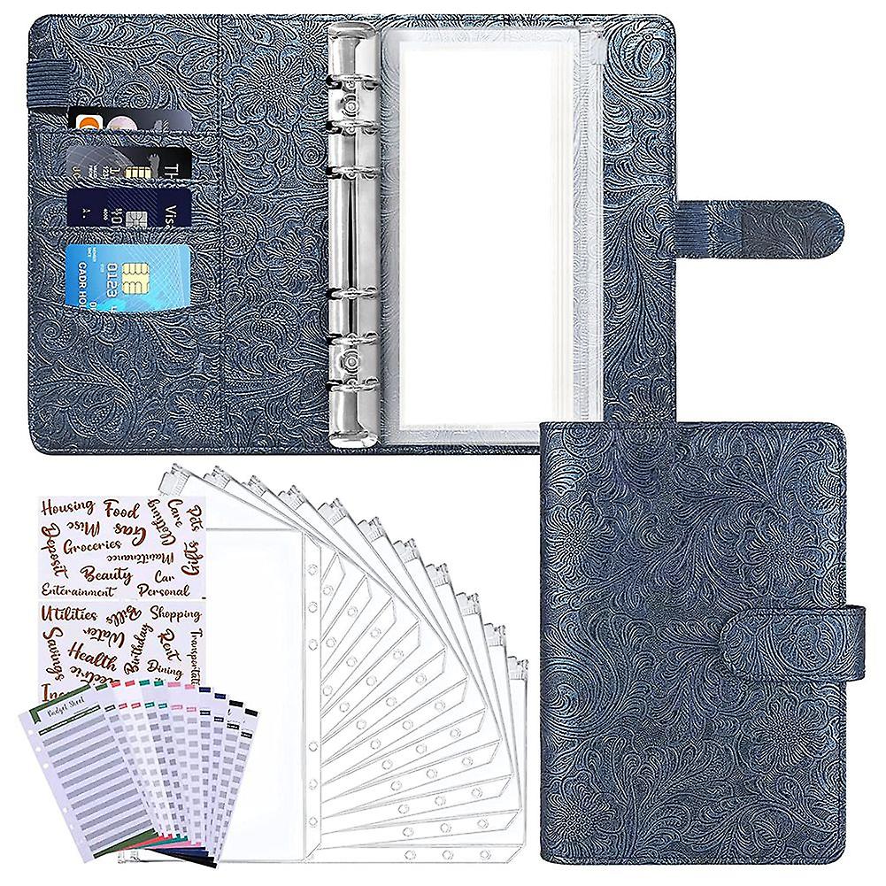 Budget Binder with Zipper Envelopes, Cash Envelope with 8 Clear Pockets,6- with 2 Label Stickers