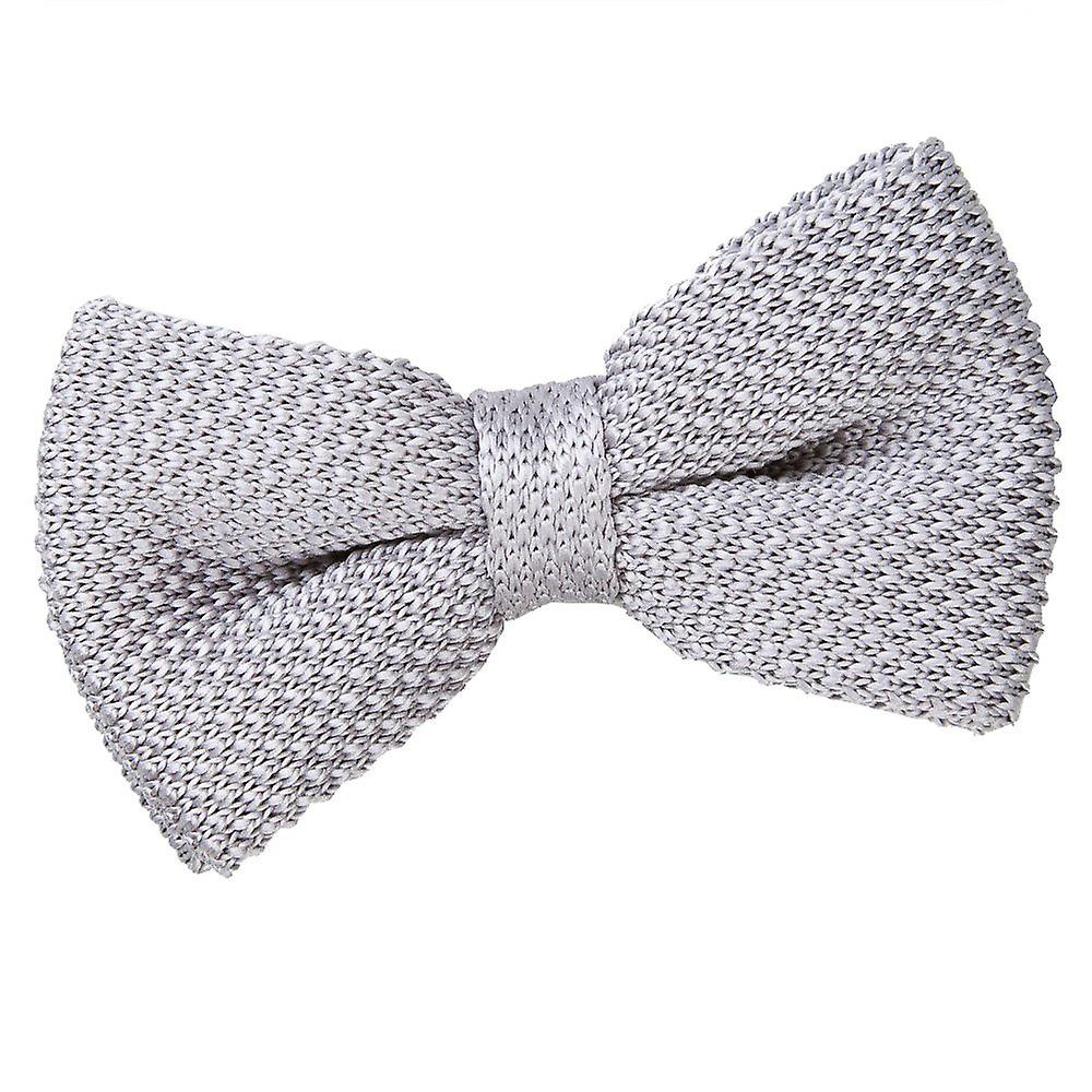 Silver Knit Knitted Pre-Tied Bow Tie