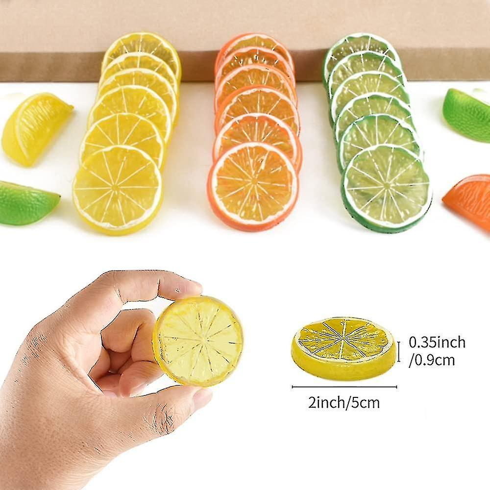 Imitazione limone fetta frutta artificiale modello altamente realistico (giallo) 10 pezzi