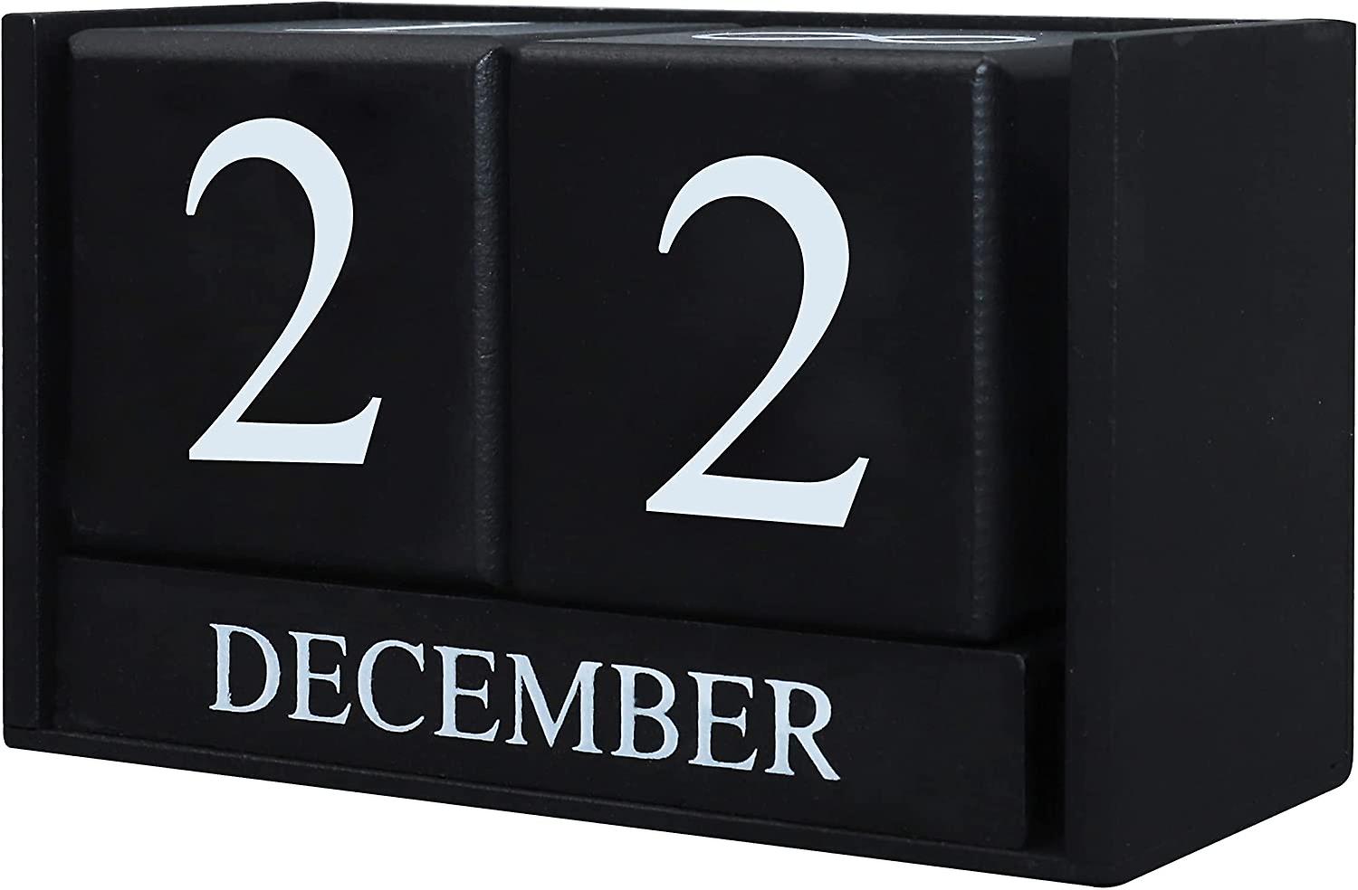 Wooden Block Calendar Vintage Perpetual Blocks European Chic Cubes Calendar with Month Date Display for Home and Office Calendar Perpetual Calendar De