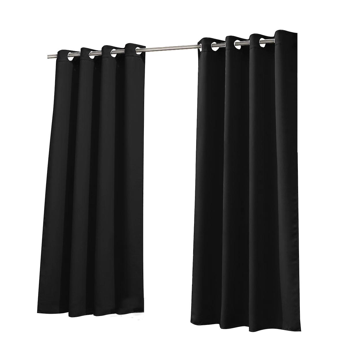 2pc Curtains Simple Solid Color Blackout Cloth  Waterproof Sunscreen