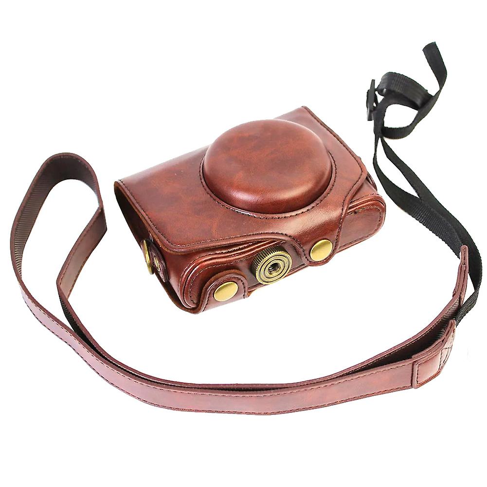 Camera Storage Bag with Straps PU Leather Wear-resistant Shockproof for Canon