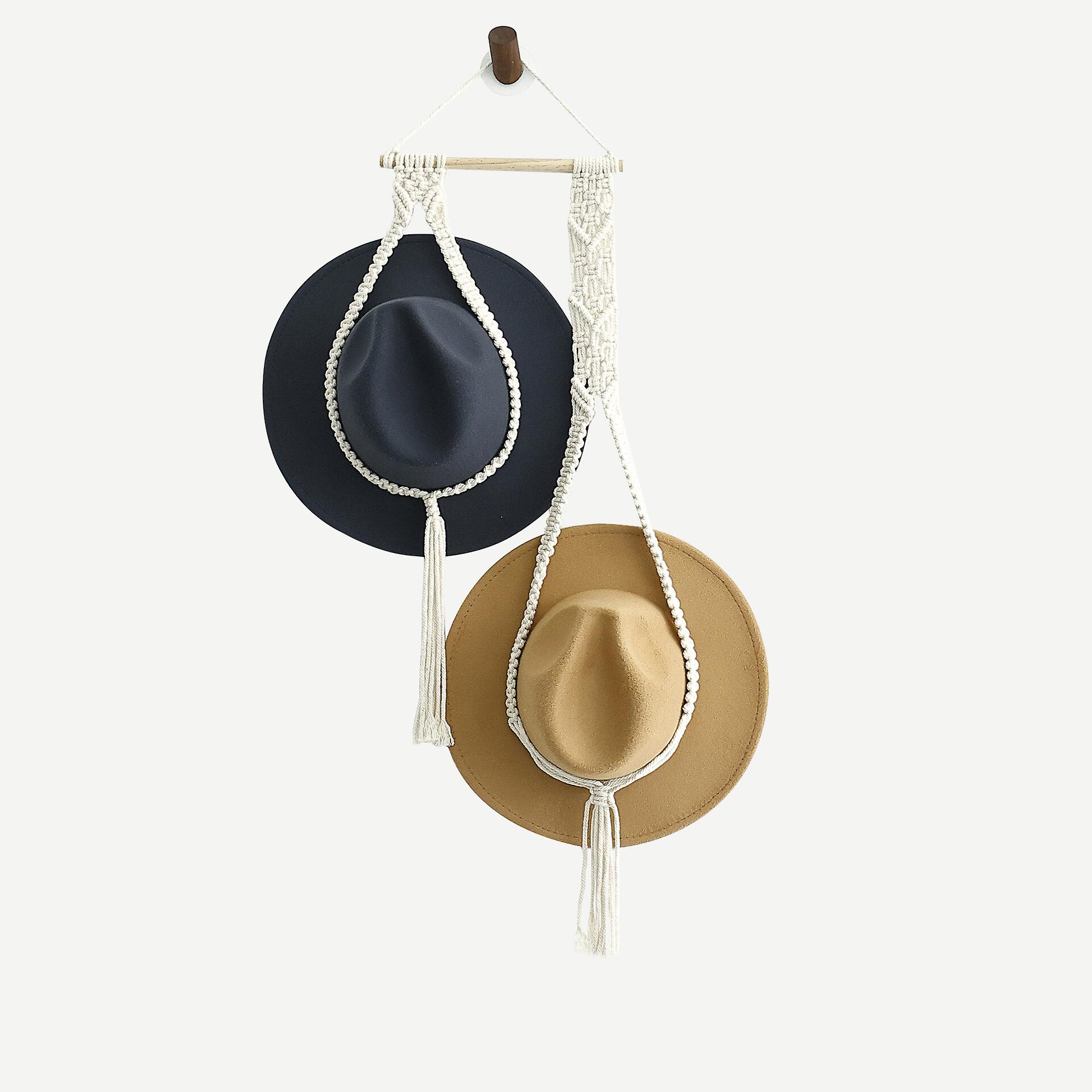 100% ny, Macrame hatthängare Boho hatthängare för vägg Bohemiska kvinnor hattställ hatt
