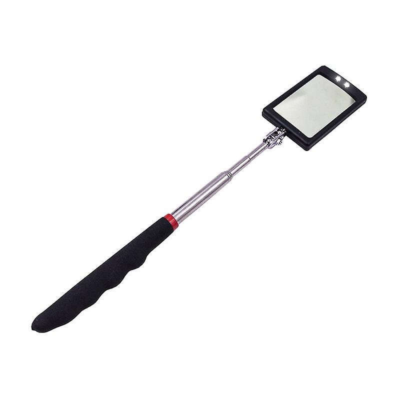 Inspection Mirror Telescopic Rectangular Swivel Extension Tool Extending 360 Degree Rotating with 2 Extra Bright LED Light