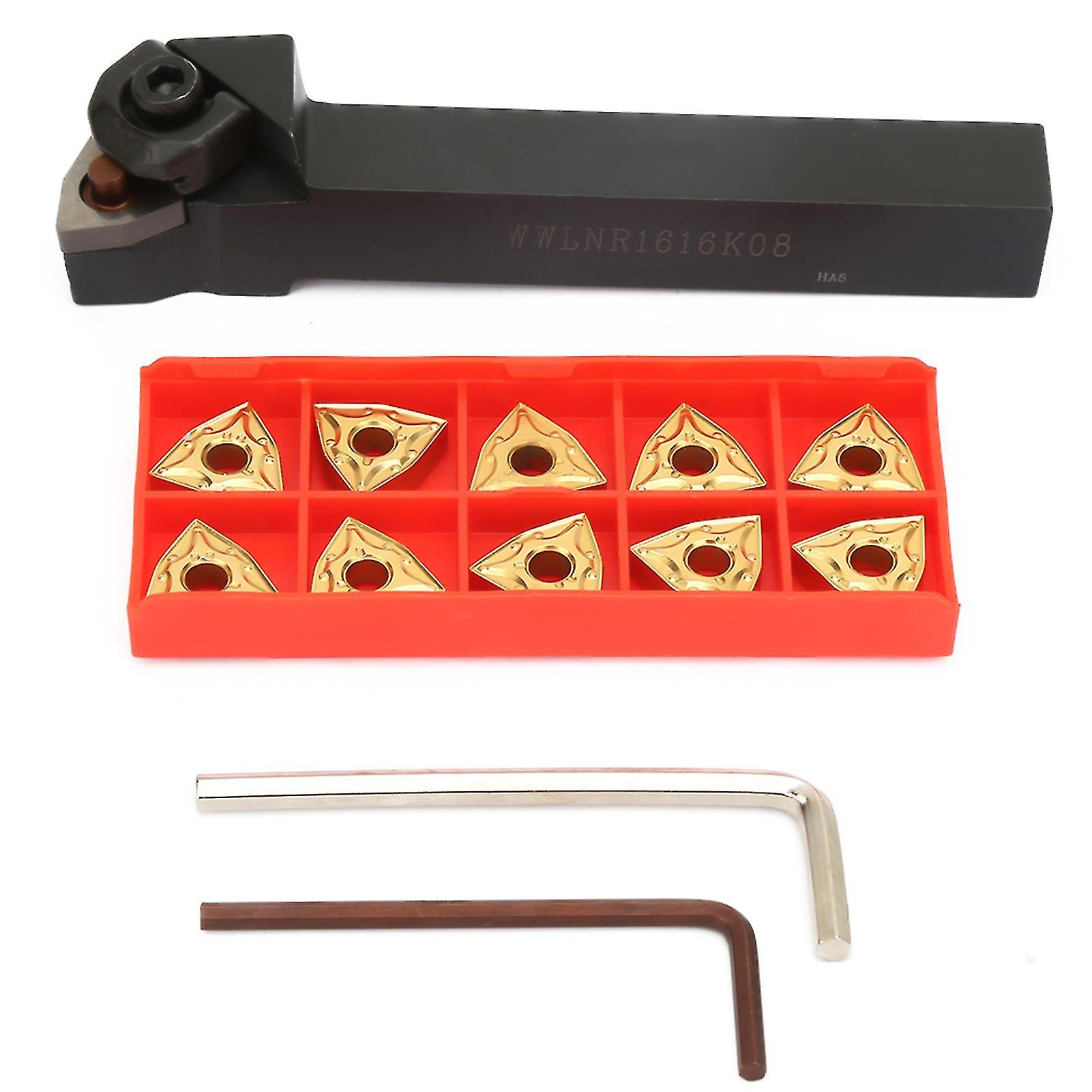13Pcs Wwlnr1616h08/wwlnr1616k08 16*125mm Lathe Turning Tool Holder With 10pcs Inserts
