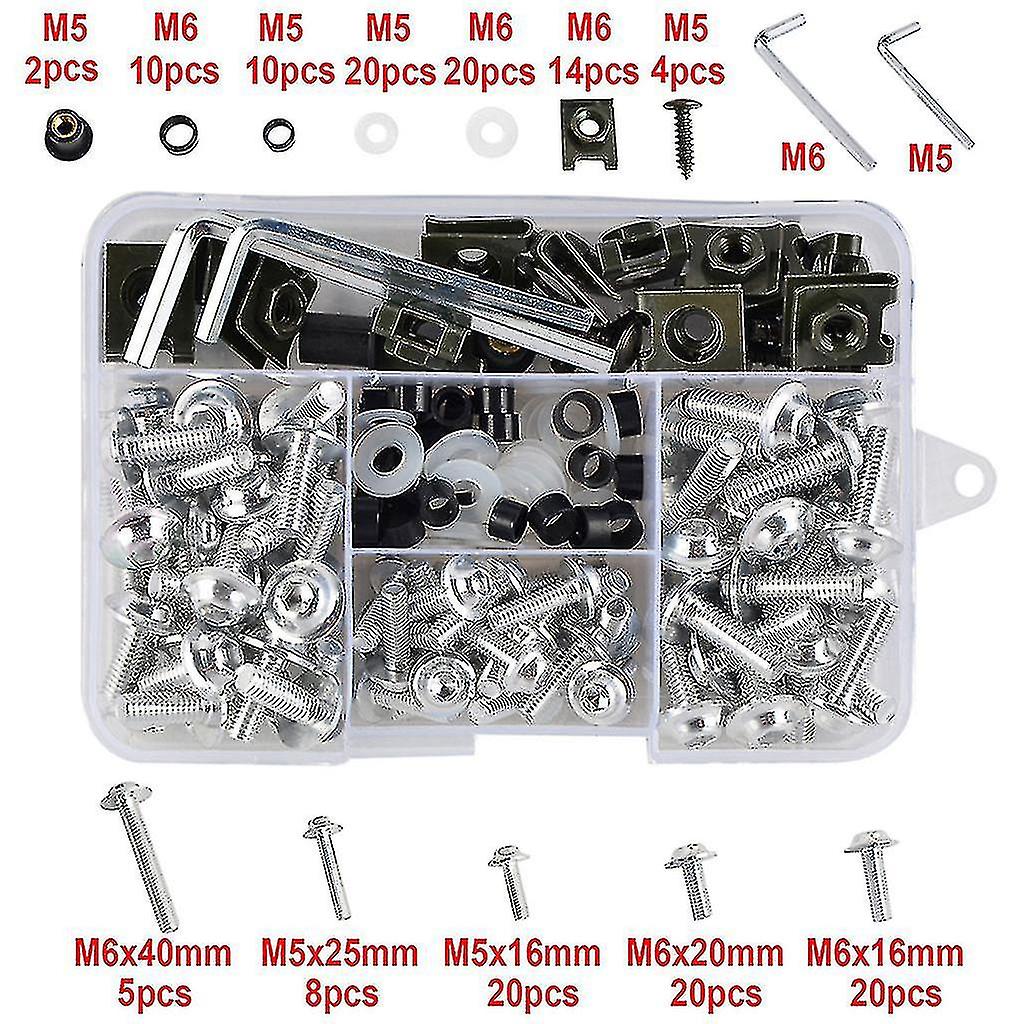 155pcs υψηλής ποιότητας καρυδάκια M5 M6 βιδών μπουλονιών ανεμοθώρακα ανεμοθώρακων μοτοσικλετών