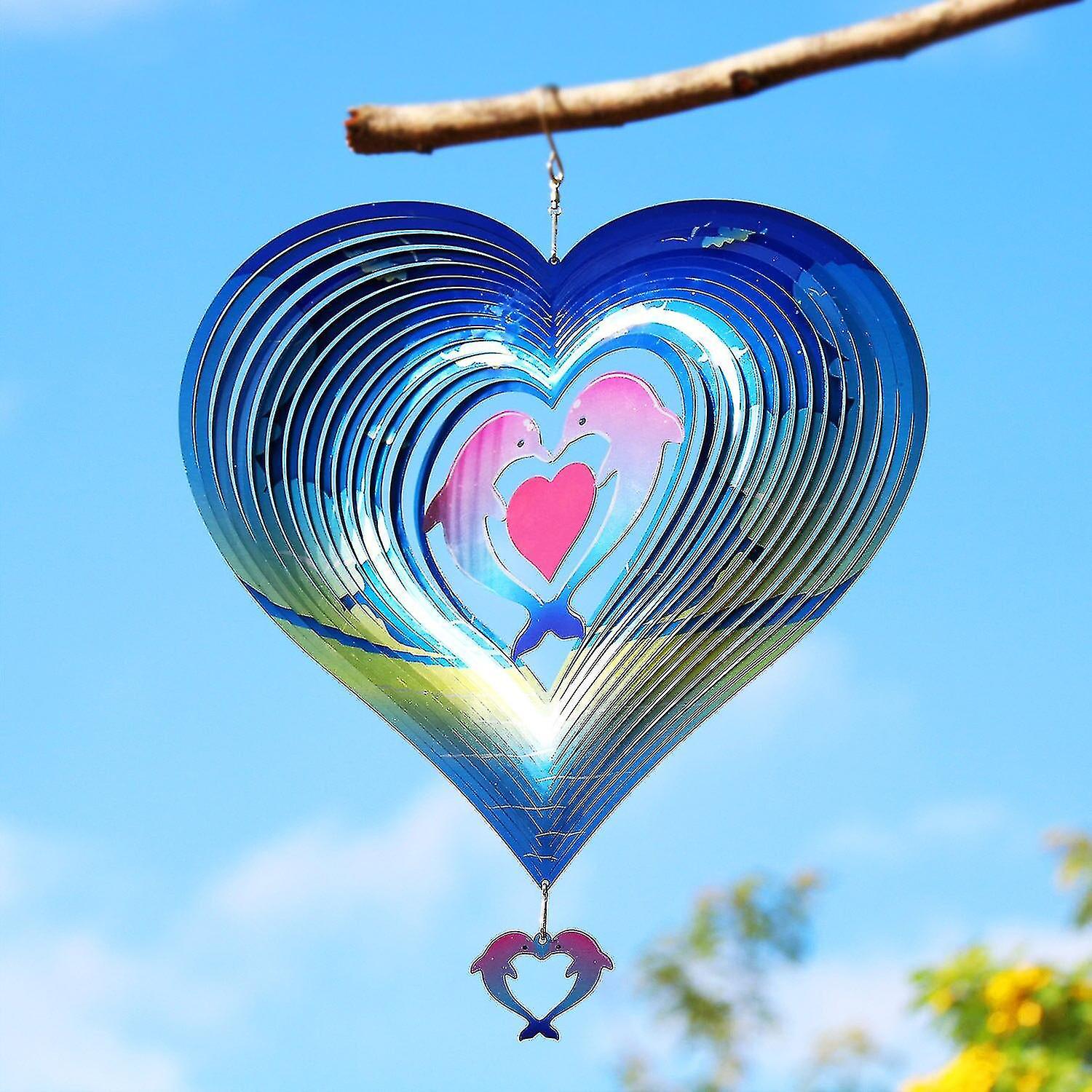 לב פועם רוח ספינר נירוסטה שרירי בטן לוכדי רוח אהבה מתכת צלצול רוח מסתובב פעמון רוח צלצול רוח