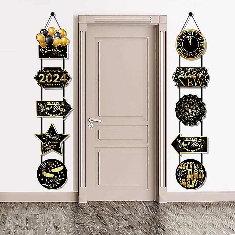 10pcs/set Happy New Year Door Hanging Decoration New Year Banner Decoration
