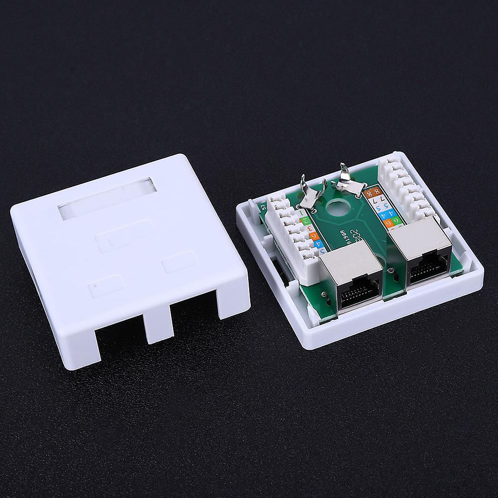 Super 5 Shield RJ45-8P8C Wall Connector Junction Adapter 2-Port Desktop Extension Cable Mount Box Surface Jack