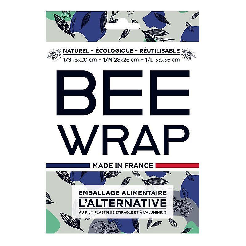 Bee wrap - Reusable food packaging x 3 sheets - Nature blue
