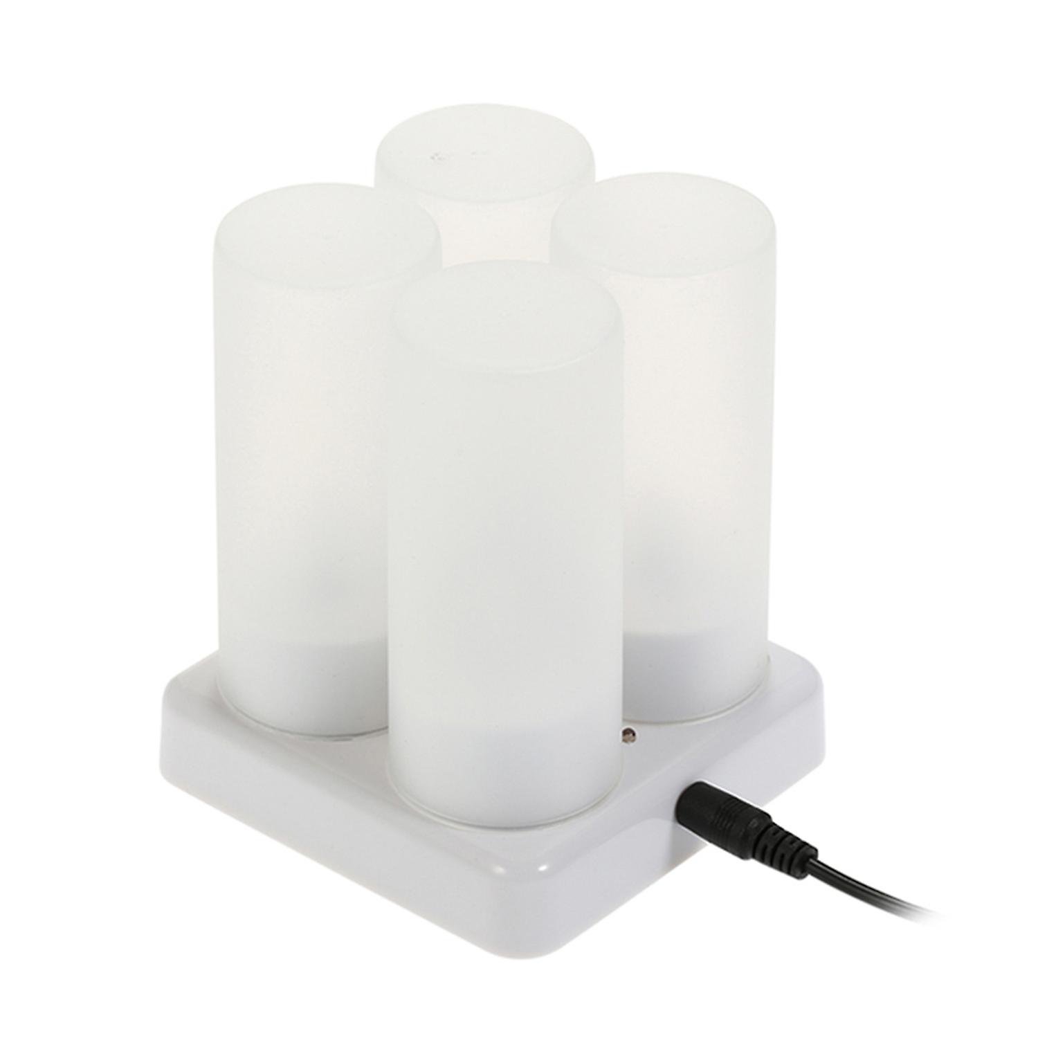 4pcs/set Rechargeable LED Flickering Flameless Candles Tealight Candles Lights with Frosted Cups Cha