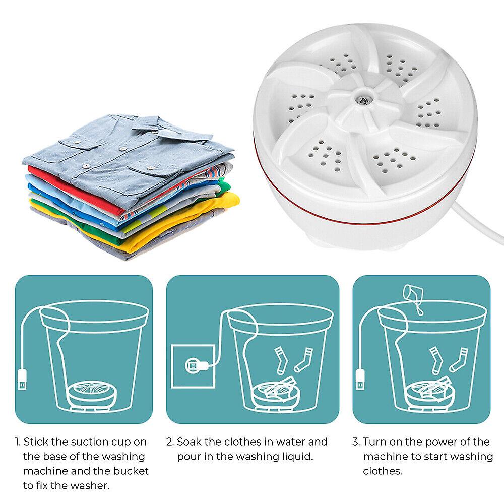 USB Mini Portable Washing Machine Ultrasonic Turbine Laundry Washer Travel