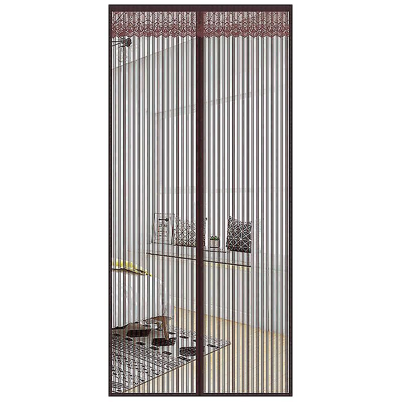 Summer Striped Magnetic Screen Door Large Width Quiet, Magnet Net Mesh Curtains Soft Yarn Door Tulle Window Screen, 90*200CM
