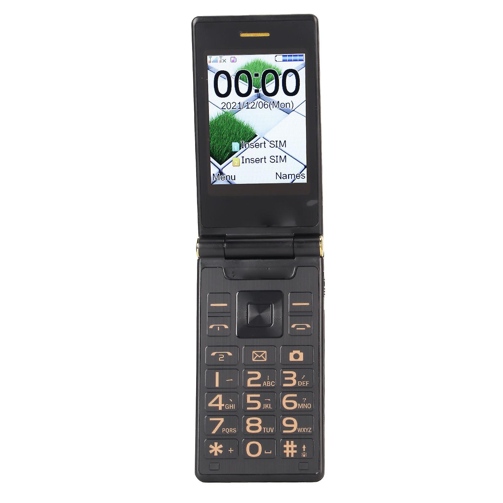 3.0in Flip Phone for Seniors Large Buttons Fonts Flip Mobile Phone HD Dual Screen Display Dual Card Loud Volume 5900mAh Battery Tarnish 
