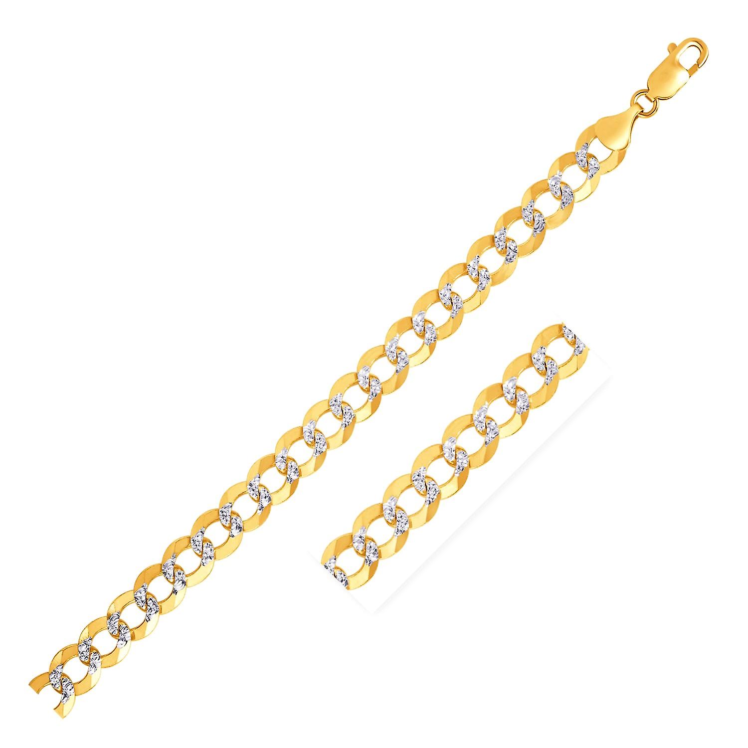 7.0mm 14k ツートンゴールドパヴェカーブブレスレット