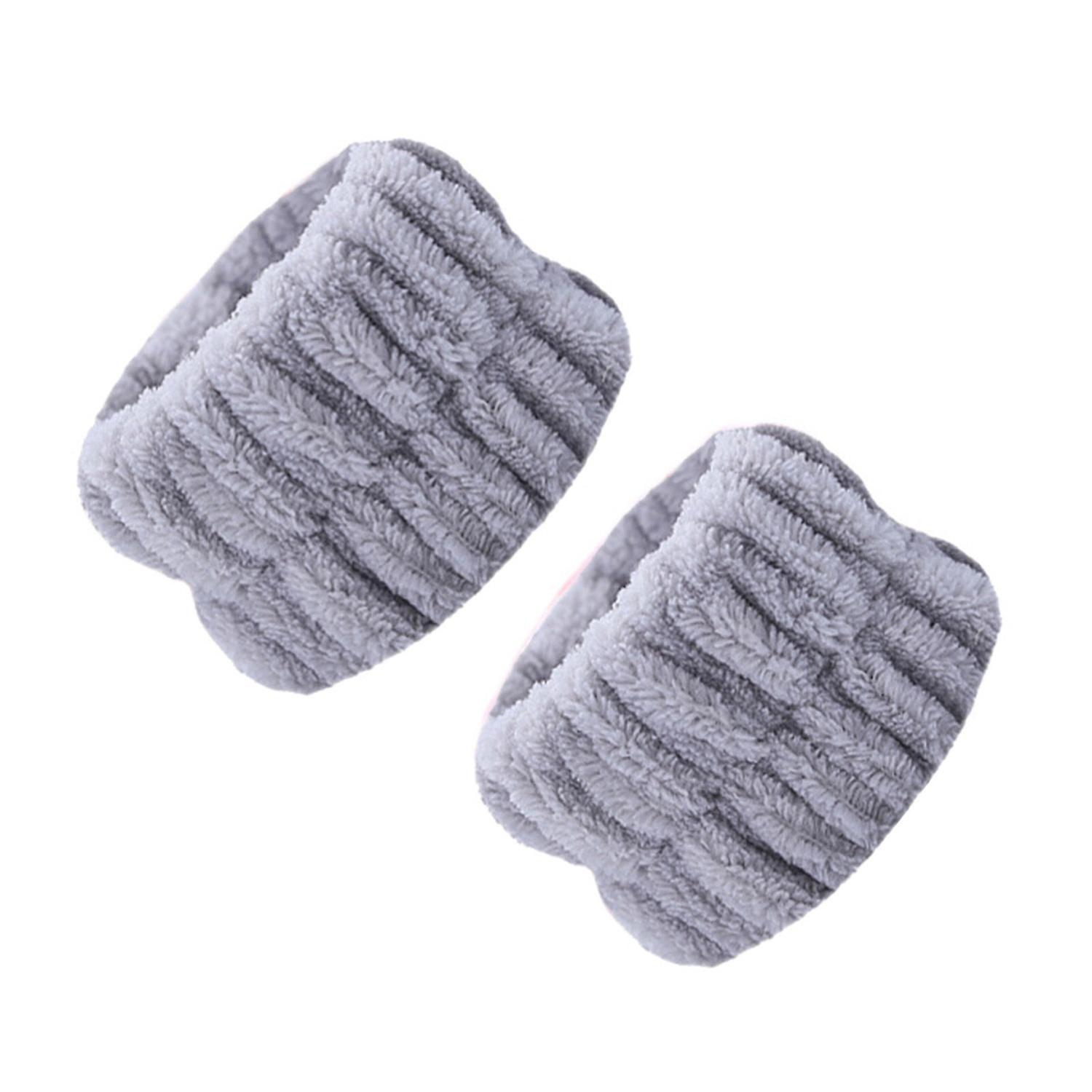 2PCS Grey Absorbent Wristbands for Face Wash, Prevent Liquid Spreading