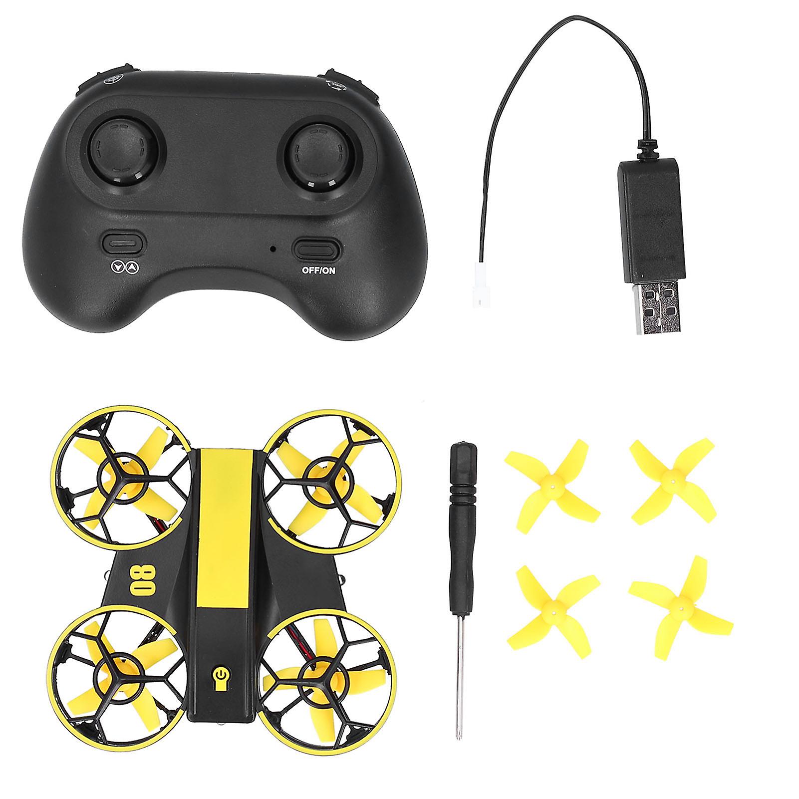Yellow Mini 2.4G RC Drone Featuring Altitude Hold and 360° Flips