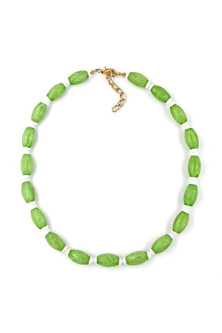 Necklace Olive Shaped Beads Green/ White - Gl06469