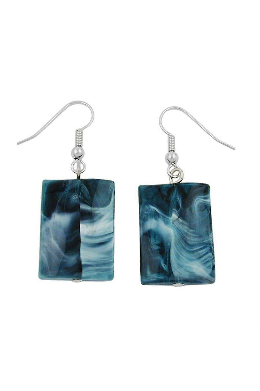 Hook Earrings Pillow Bead Dark Blue Black - Gl02554