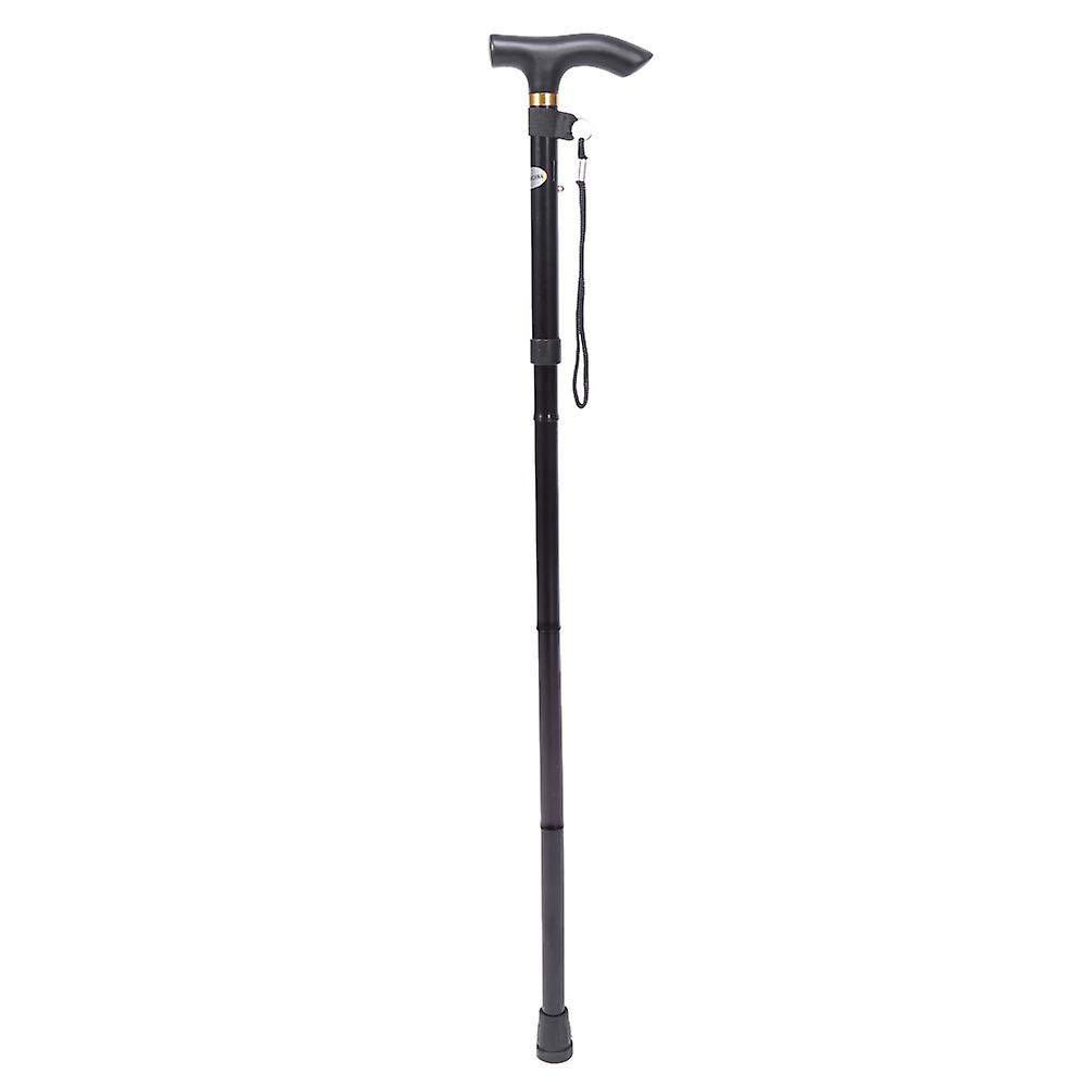Handle Folding Cane AntiShock Telescopic Walking Climbing Stick ( Black Without LED Light)