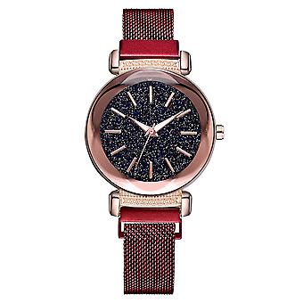 Mode Legierung Armband Runde Zifferblatt Uhr Frauen Casual Quarz Magnet Uhr (Roségold)