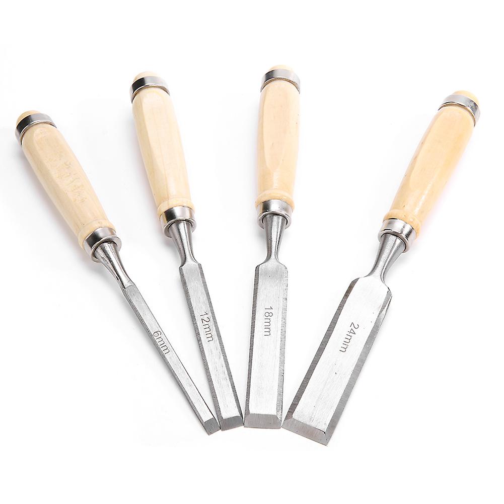 4pcs/set Flat Blade Wood Carving Chisel DIY Woodworking Hand Tool