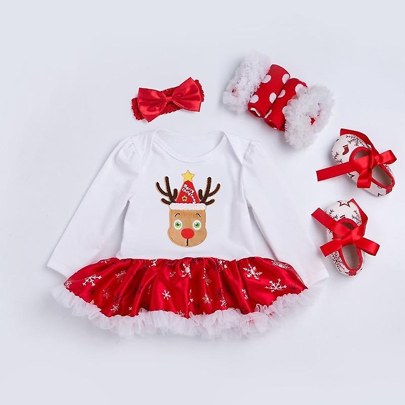 Weihnachtskleidung Set, Babykleid Baumwoll mesh Set