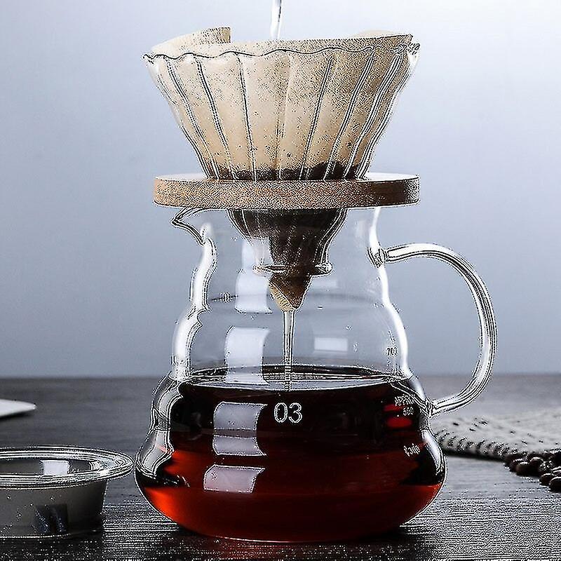 High Borosilicate Glass Hand Brew Coffee Pot Filter Cup Filter Set 500ml