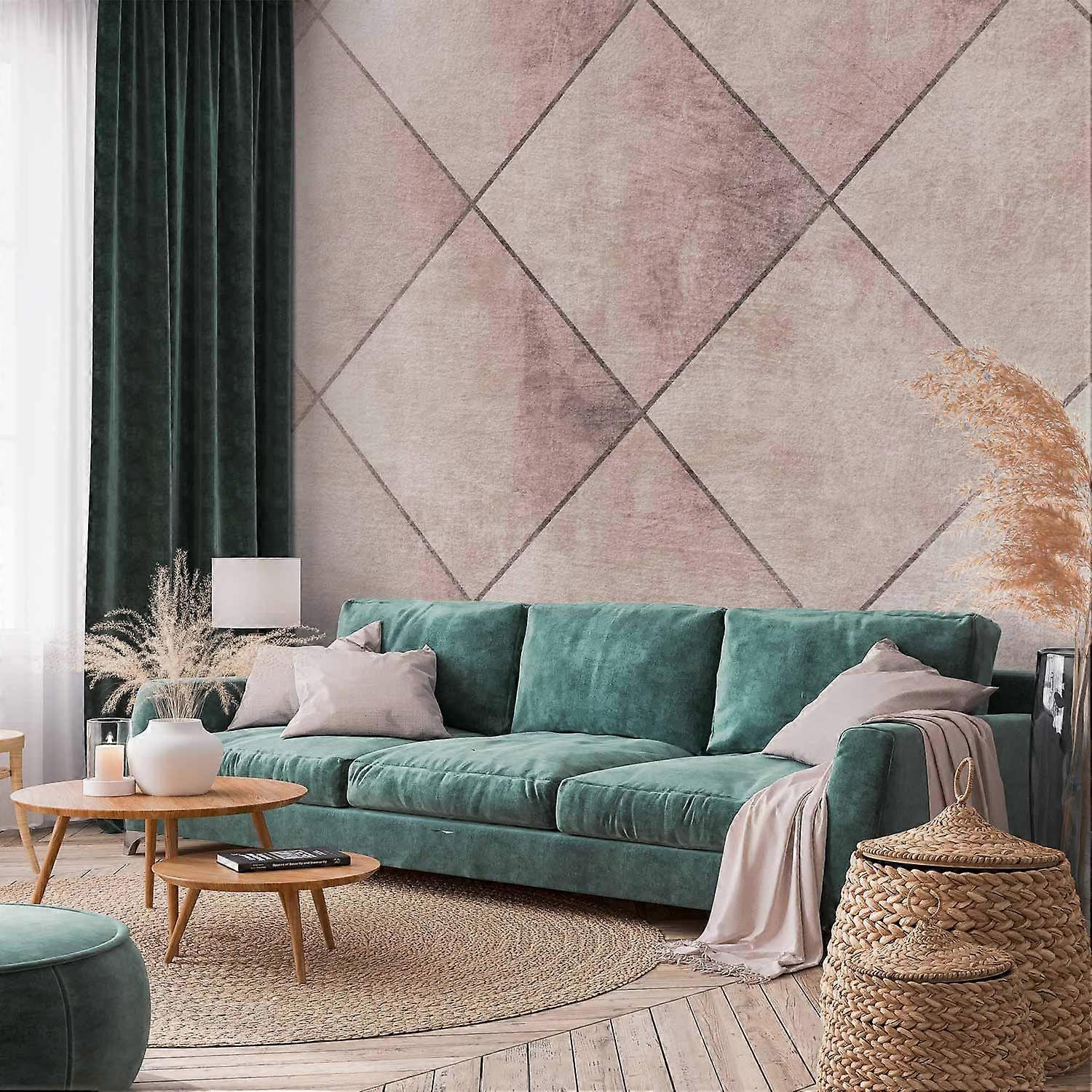 Wall Mural - Perfect cuts - geometric symmetrical tiled pattern with pattern