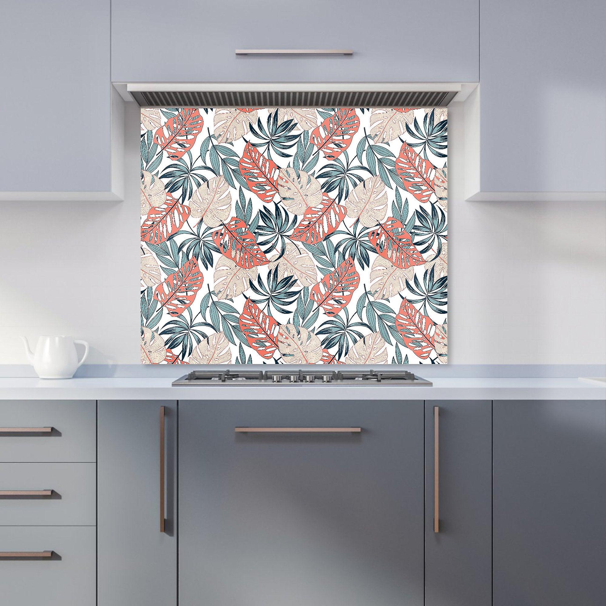 Tropical Leaf Pattern Kitchen Splashback