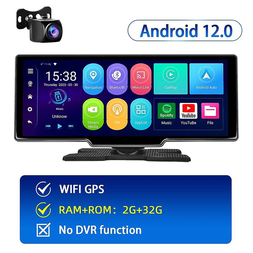 10.26" Carplay Monitor Android Auto Car Dvr 4k Dash Cam Adas Android12 2+32g Wifi Gps Navigation Dashboard Recorder