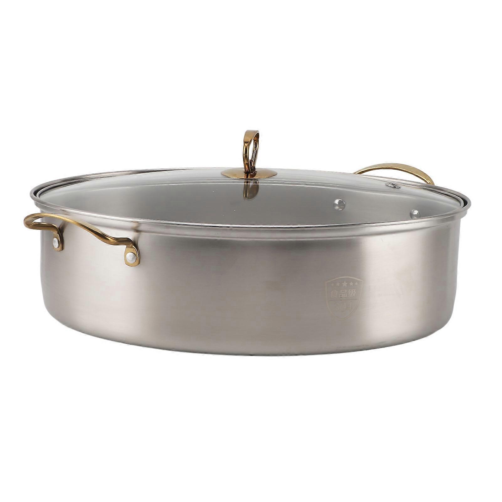 304 Stainless Steel Fish Steaming Pot Single Layer Thickened Multi Use Oval Cookware with Rack Ceramic Pan Chuck Stockpot