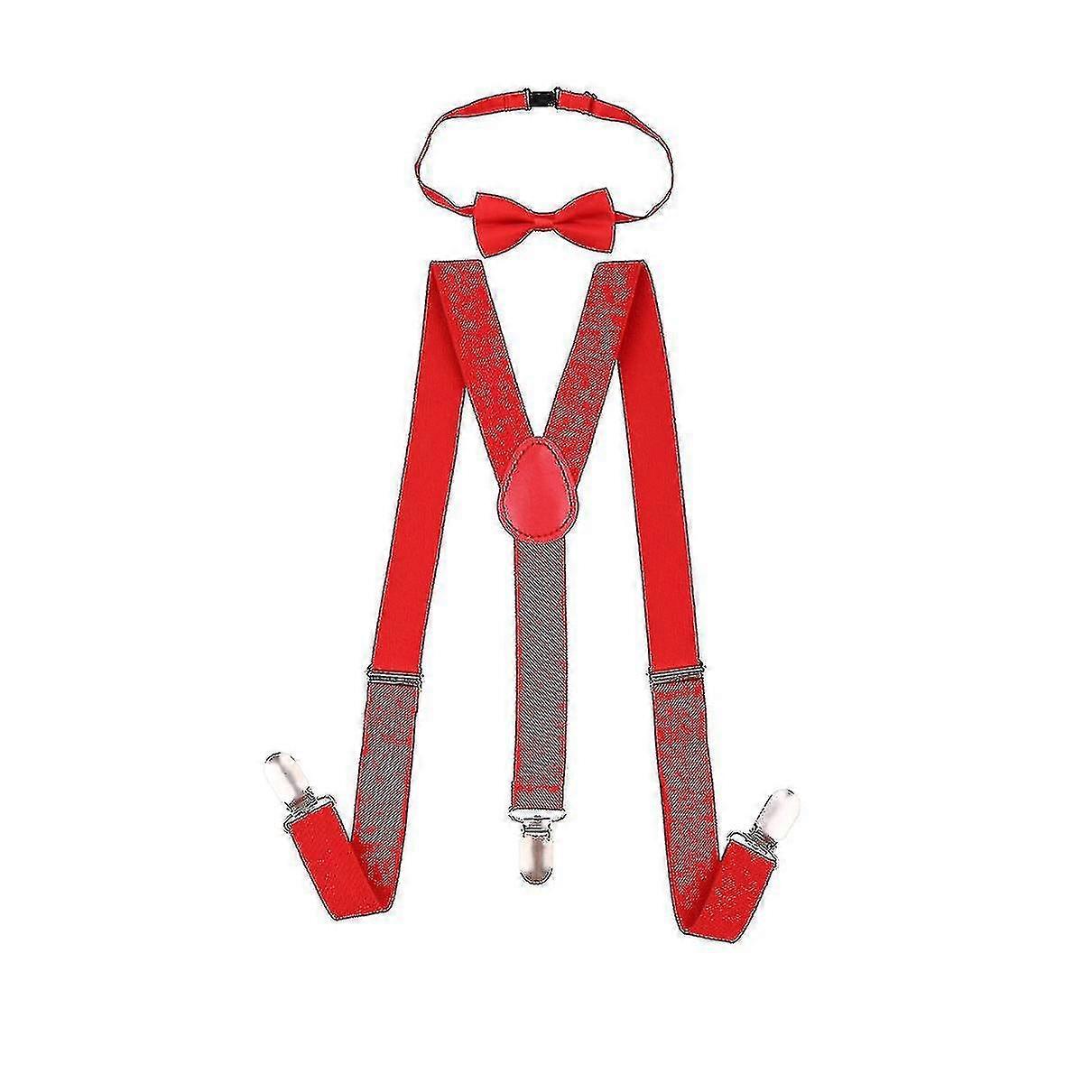 Kids Bow Tie And Adjustable Elastic Suspender Braces Compatible With Boys