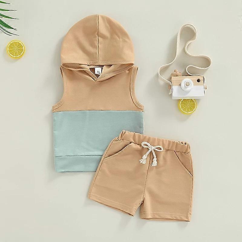 Toddler Baby Boys Clothes Summer Outfit Striped Print Sleeveless Vest Tops Drawstring Shorts Set