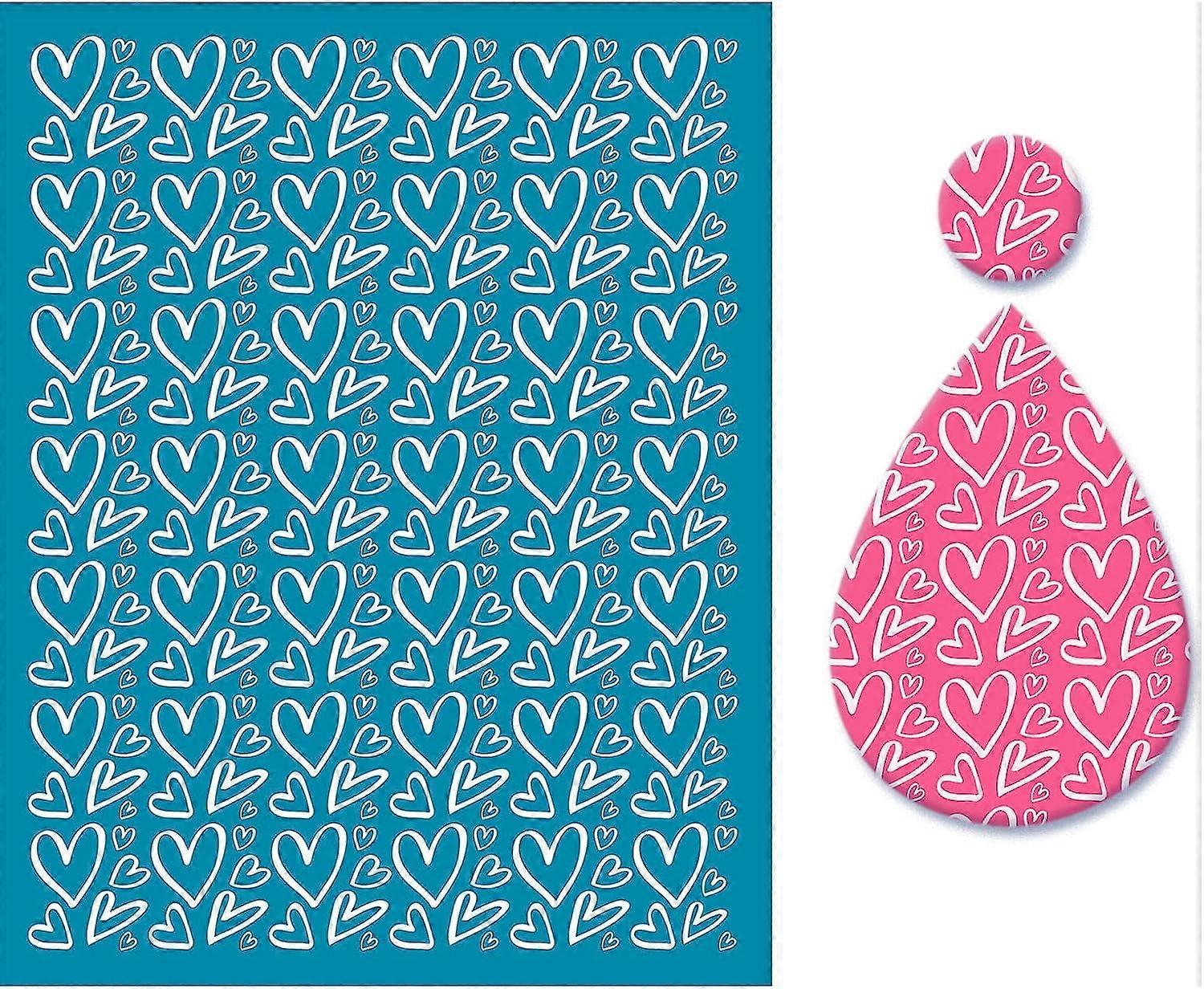 1pc Clay Stencils Heart Pattern Non-Adhesive Silk Screen Printing Stencil Reusable Washable Mesh