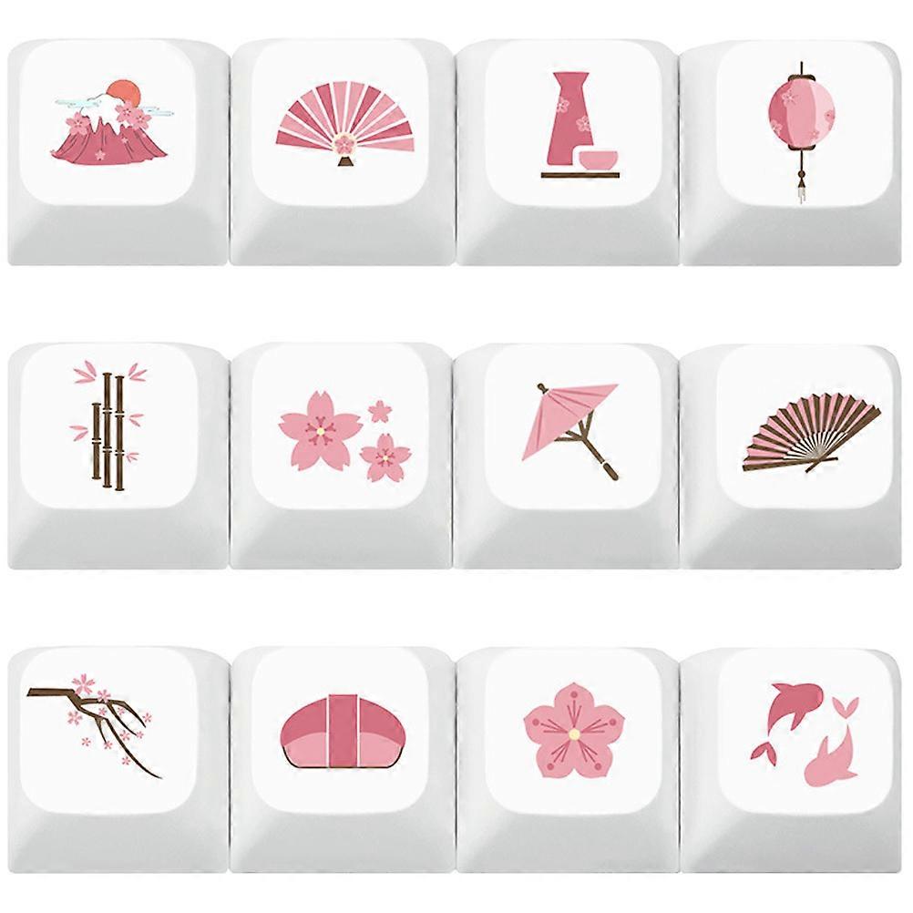 12pcs Key Cap Floral Pattern Dye Sublimation Mechanical Keyboard Keycap