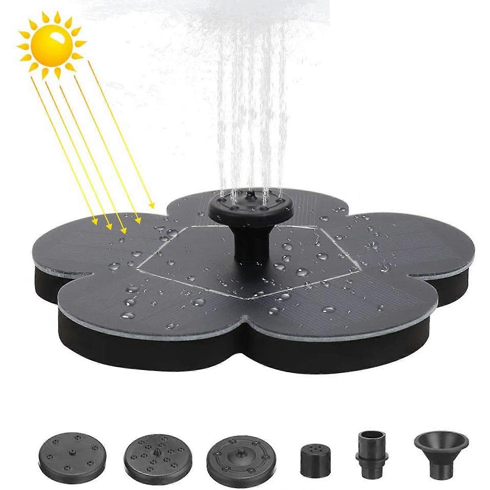 Upgraded Solar Water Fountain, Solar Fountain Pump For Bird Bath With 7 Nozzles, Floating Solar Powered Fountains For Birdbath Garden Pond-In Stock