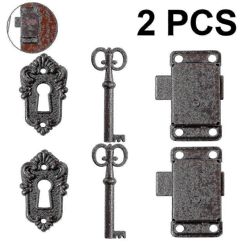 2 Sets Of Vintage Cabinet Door Lock, Cabinet Lock, Antique Furniture Lock With Key For Mailboxes, Lockers, Cupboards, Tool Box