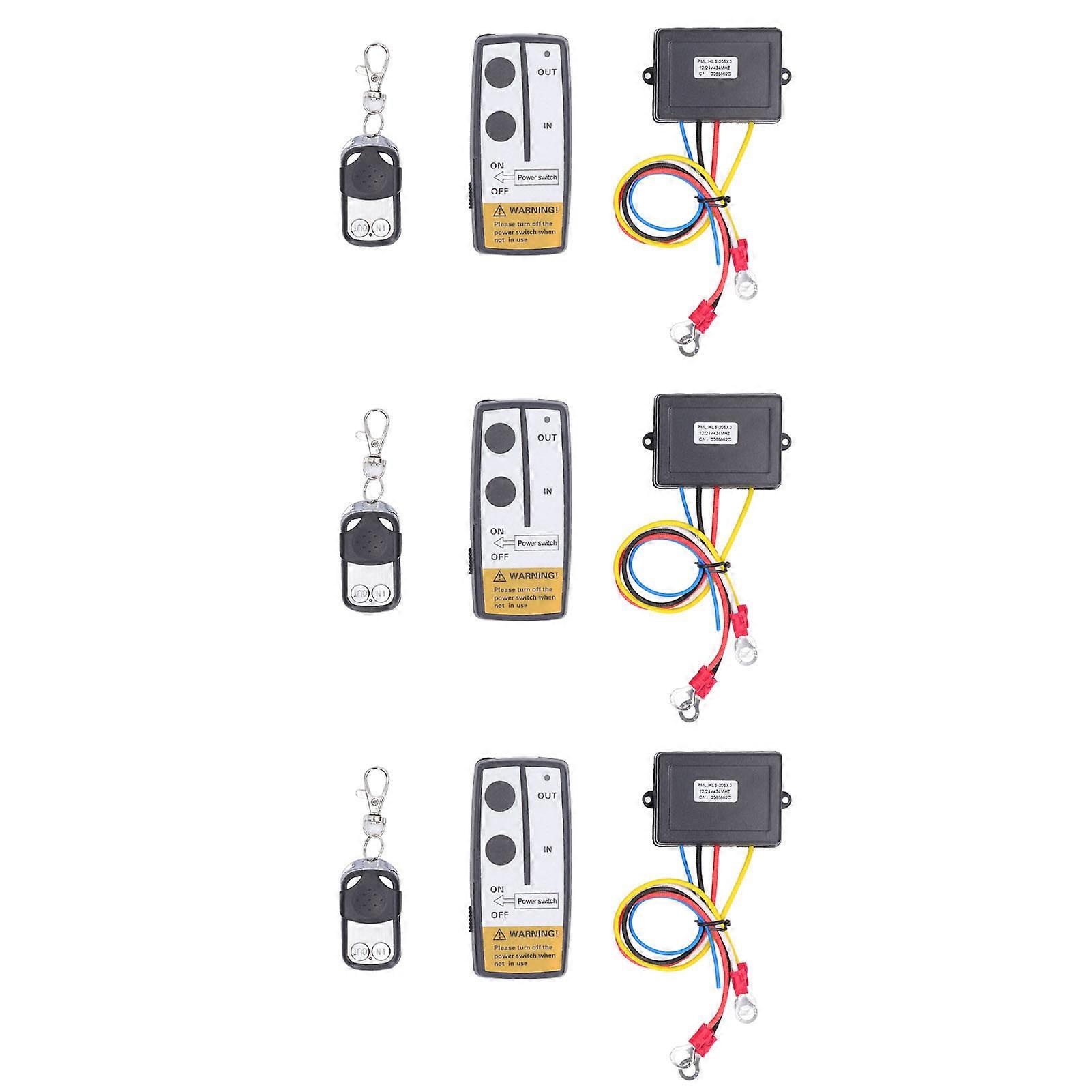 3 Pcs Universal Wireless Winch Remote Control Electric Winch Controller with 3 Receiver 3 Remote Key