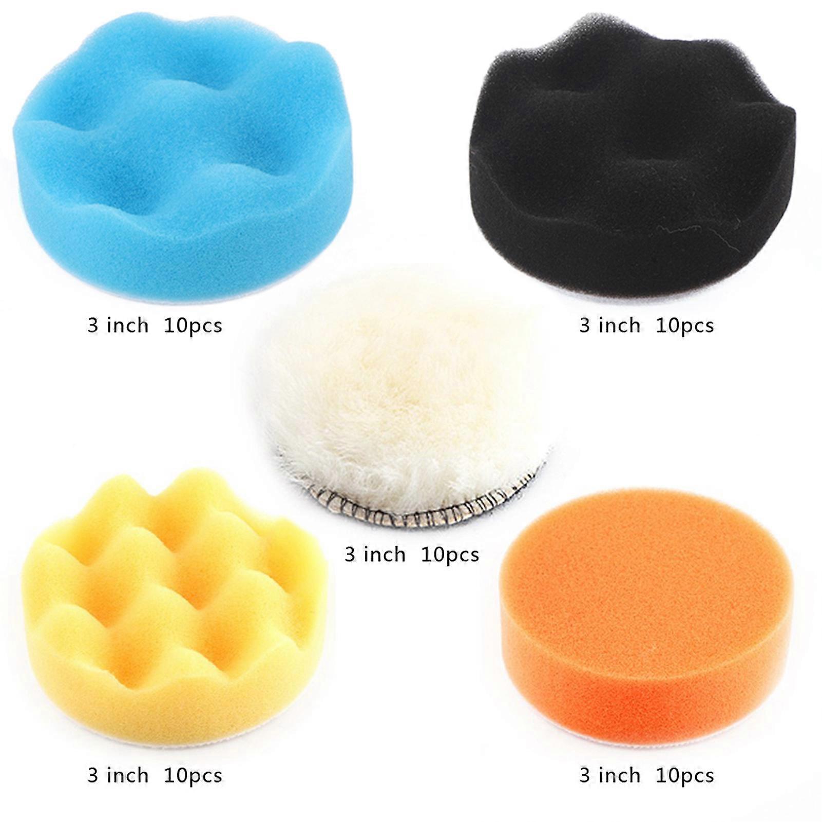 50Pcs 3" Sponge Polishing Buffing Waxing Pad Kit Tool for Car Polisher Buffer