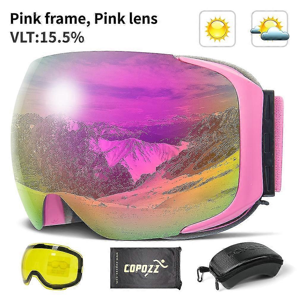 משקפי סקי מגנטיים Jianghuo עם עדשה להחלפה מהירה וסט מארז 100% הגנת UV400 משקפי סנובורד נגד ערפל לגברים & נשים