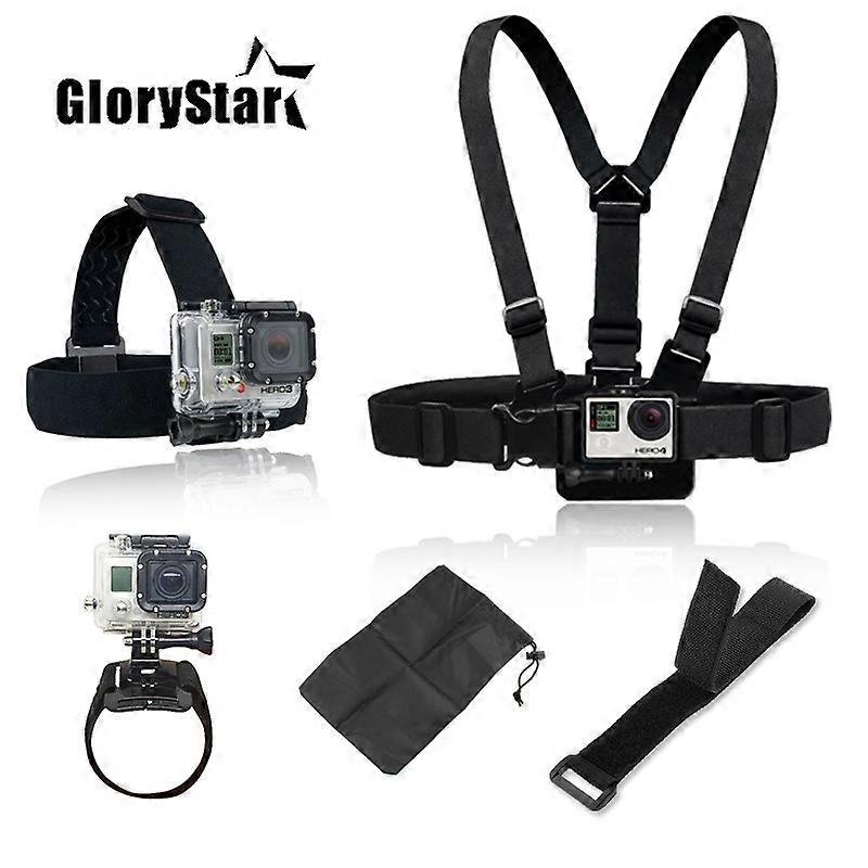 Accessories Set For Gopro, Harness, Adjustable Elastic Chest Belt + Head Mount For Gopro Hero 8 7 6 5 4 3 Xiaomi Yi Osmo Sj